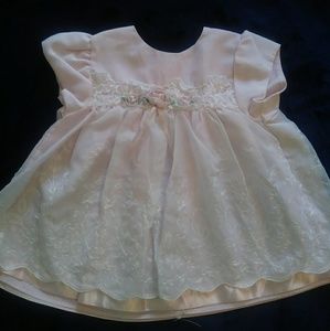 Infant girl pink satin dress